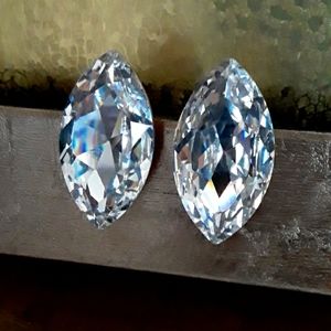 Vtg 80s Ex-Large Rhinestone Earrings, pierced